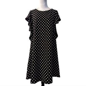 Lane Bryant black‎ & white polka dot dress Flutter sleeves plus size 18 20 2X